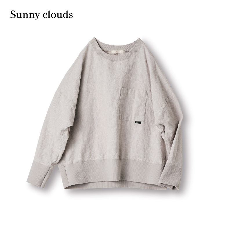 秋季新品 桑妮库拉/Sunny clouds 女式麻棉落肩卫衣风罩衫 - 图0