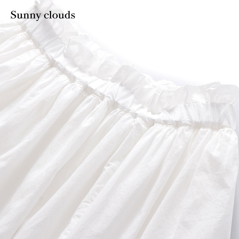 桑妮库拉/Sunny clouds 女式纯棉打褶半身裙（白） - 图1