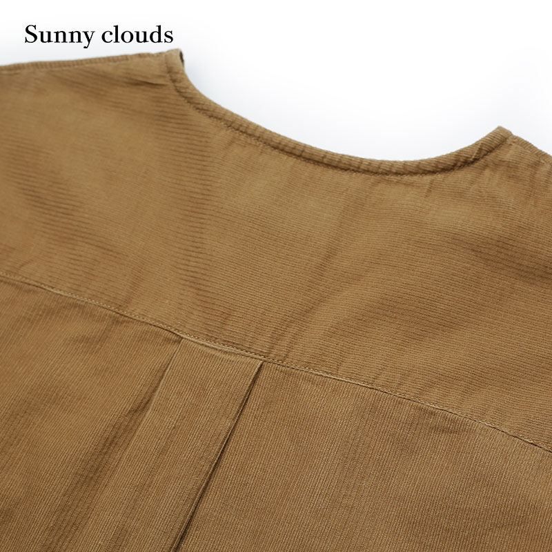 Sunny clouds Shuttle Notes日本面料 女式纯棉细条绒拉链罩衫 - 图1