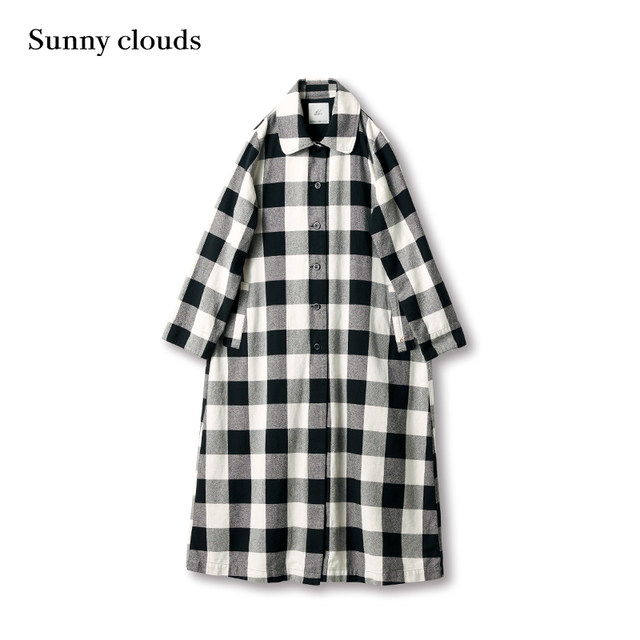Black and white plaid loose dress shirt skirt versatile