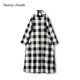 Black and white plaid loose dress shirt skirt versatile