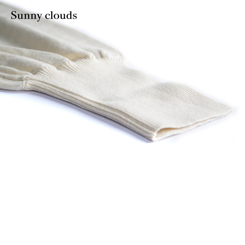 春季新品 桑妮库拉/Sunny clouds纯棉灯笼袖针织衫白色上衣早春 - 图1