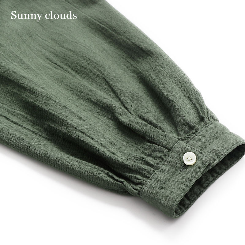 Sunny clouds Shuttle Notes日本面料 女式棉麻落肩连衣裙 - 图2