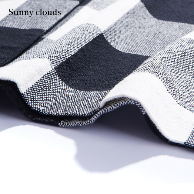 Black and white plaid loose dress shirt skirt versatile