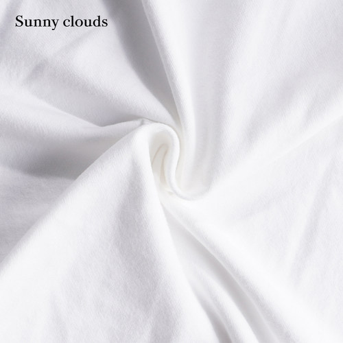 桑妮库拉/Sunny clouds 纯棉小圆领T恤白色短袖上衣女 - 图1