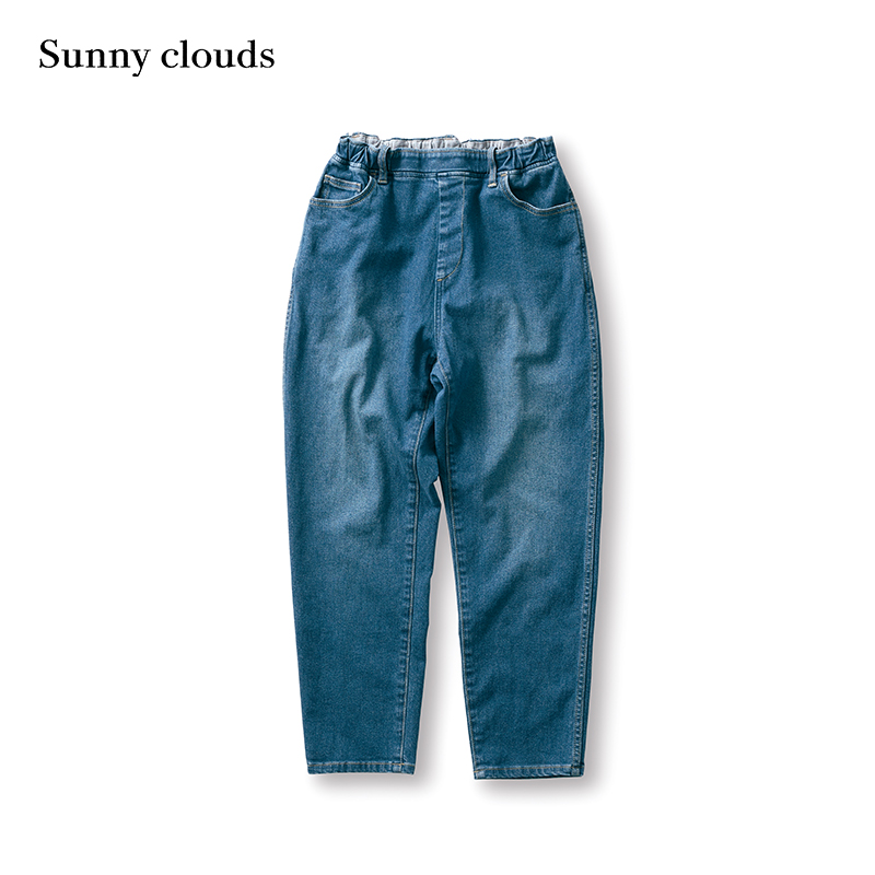 春季新品 桑妮库拉/Sunny clouds 女式棉混九分宽版牛仔紧腿裤 - 图0