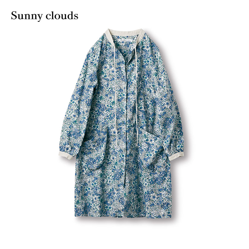 秋季新品 桑妮库拉/Sunny clouds 女式纯棉立领油画风印花衬衫裙 - 图0