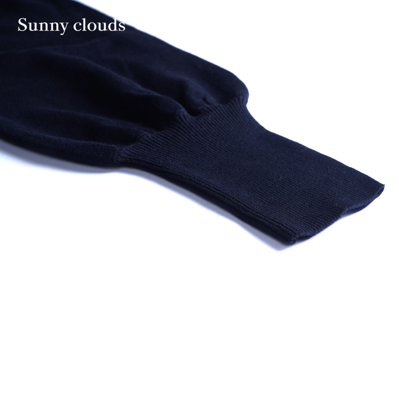 春季新品 桑妮库拉/Sunny clouds纯棉灯笼袖针织衫藏蓝卫衣女早春 - 图1