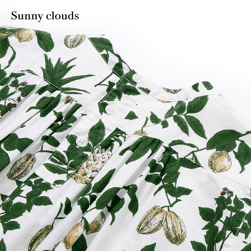 桑妮库拉/Sunny clouds 女式纯棉柠檬印花中长款罩衫 - 图1