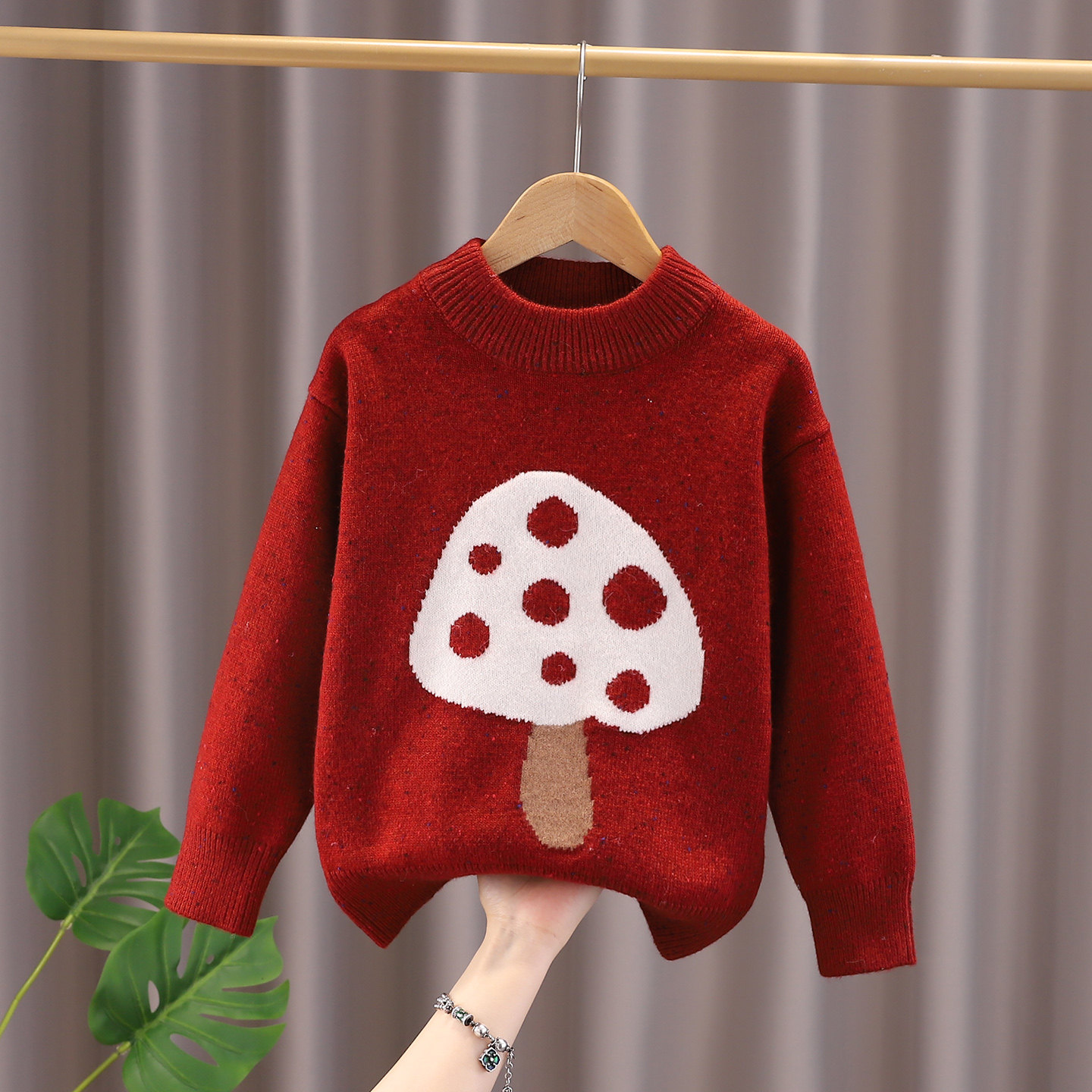 女童秋冬装毛衣加厚2025新款女孩蘑菇线衫儿童洋气春秋针织衫上衣,淘宝优惠券,粉丝福利购,淘宝优惠卷