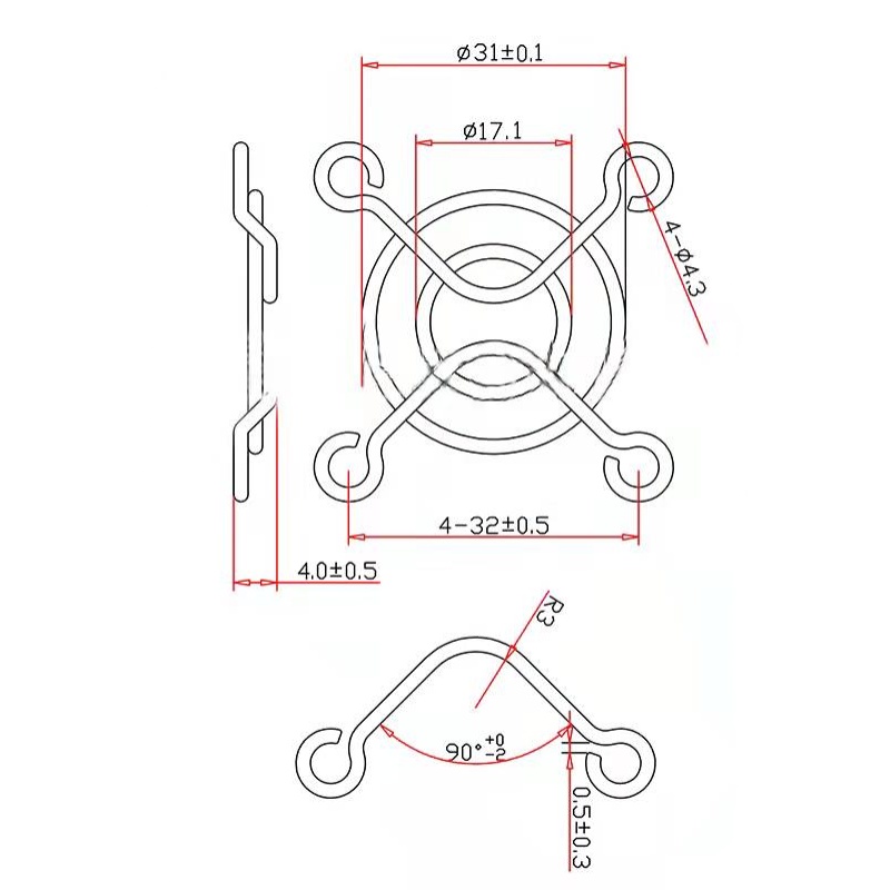 厂家生产40 50 60 70 80 90 120MM散热风扇防护网金属 弯角铁网罩 - 图3