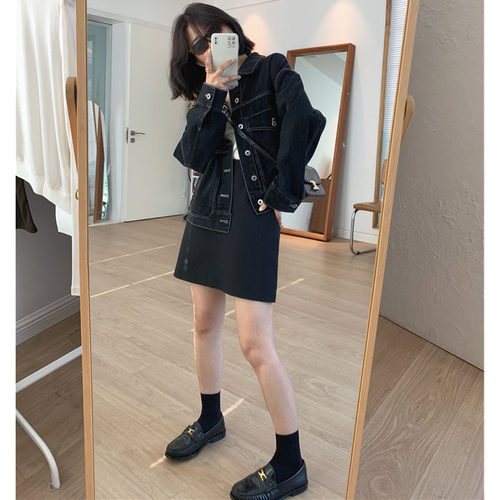 孕妇半身裙外穿高腰显瘦百搭中款a字裙托腹春秋季加厚包臀裙潮妈 - 图1