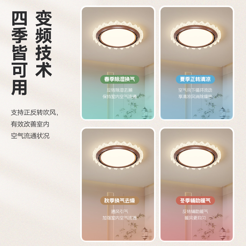 无叶风扇灯卧室灯客厅书房灯餐厅儿童房护眼静音简约法式吸顶灯 - 图3