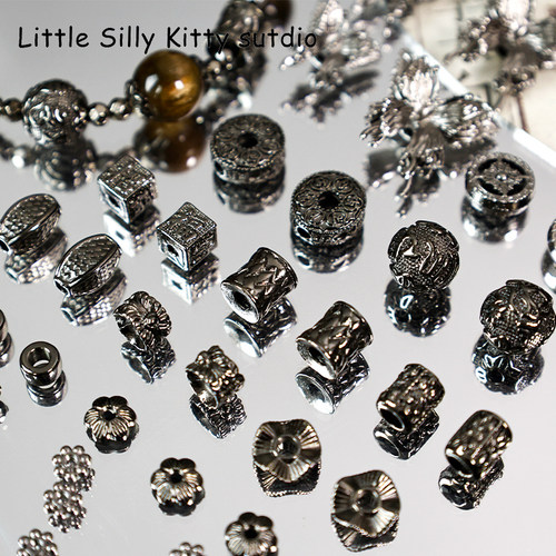 新中式小众枪黑合金手链项链串珠DIY配件手工材料通孔散珠吊坠 - 图1