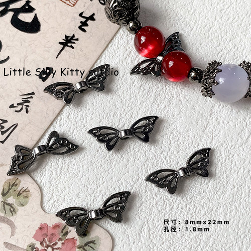 枪黑保色合金月亮花藤吊坠隔珠花托手工串珠手链项链diy配件材料 - 图2