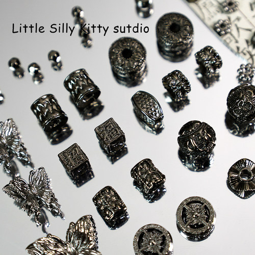 新中式小众枪黑合金手链项链串珠DIY配件手工材料通孔散珠吊坠 - 图2