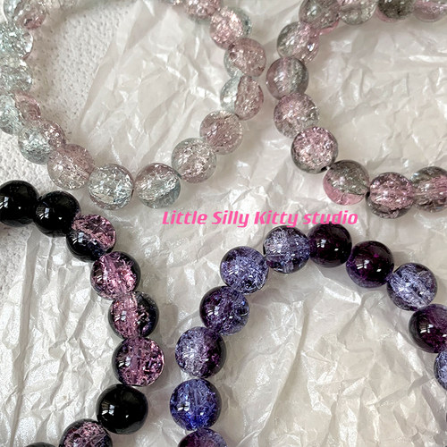 10mm冰碎爆花闪透玻璃琉璃圆珠diy串珠散珠手链项链饰品配件材料 - 图1