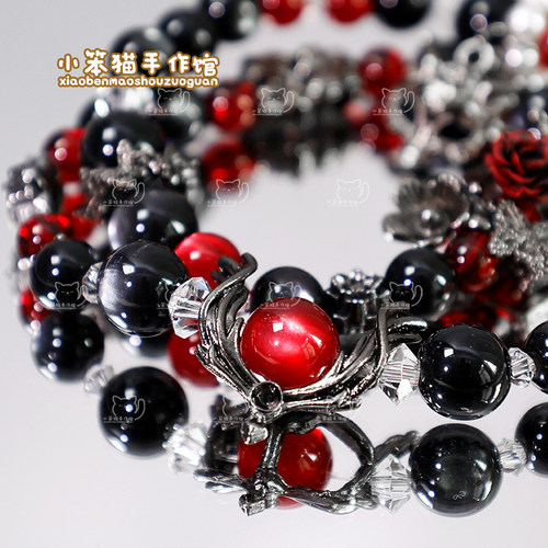 【狸奴】枪黑色合金隔珠狐狸面具吊坠手工diy手链手串饰品配件 - 图2