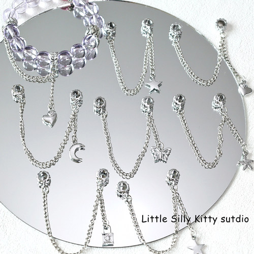 保色三通链安全链流苏吊坠月亮星星diy手链手串链条配件坠子配饰 - 图0