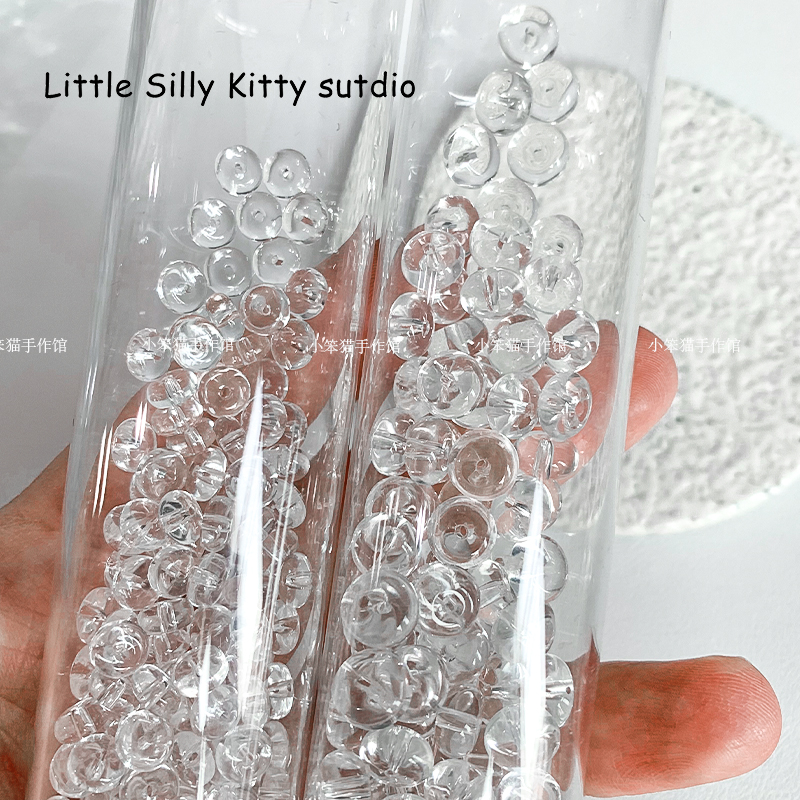 高白清透玻璃琉璃本色算盘散珠手工DIY串珠手链项链手机链配件 - 图2