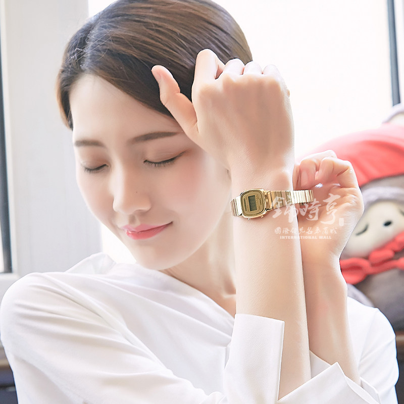 casio小方块女款小金表钢带手表 锦时亨海外日韩腕表