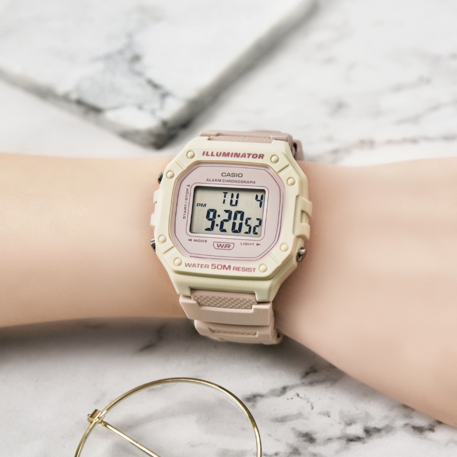 casio女粉色电子运动防水海外手表 锦时亨海外日韩腕表