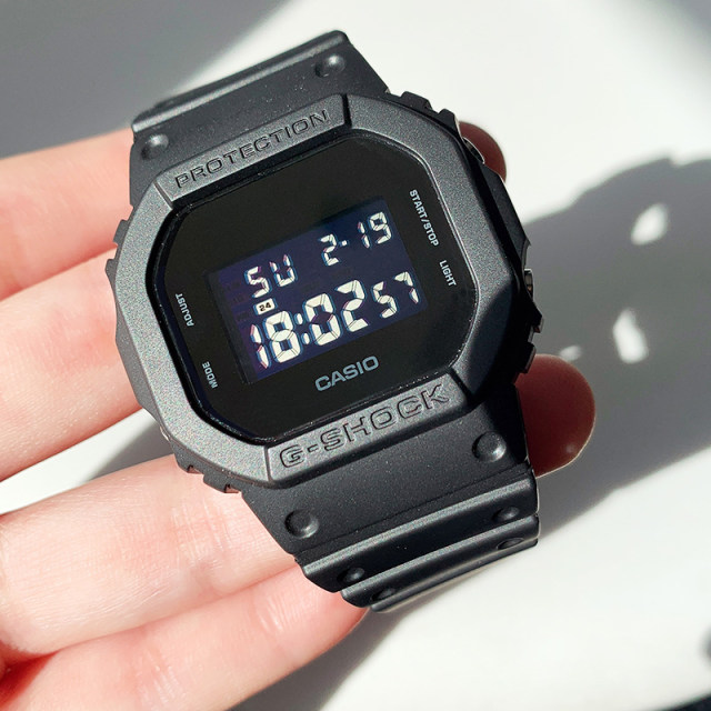 Casio small square sports watch with initial D