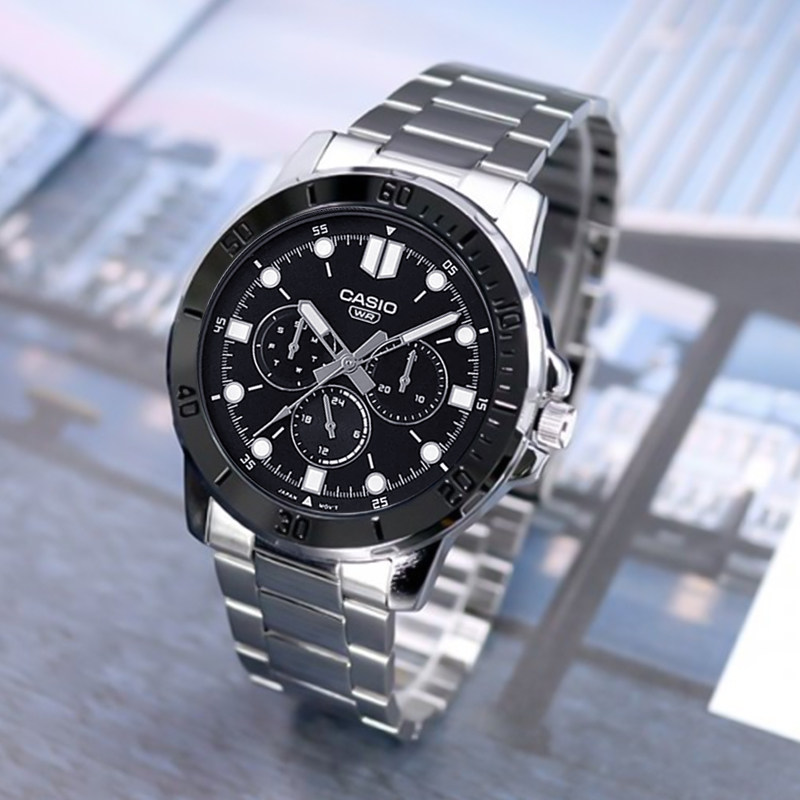 casio男商务三眼防水钢带男表 锦时亨海外日韩腕表