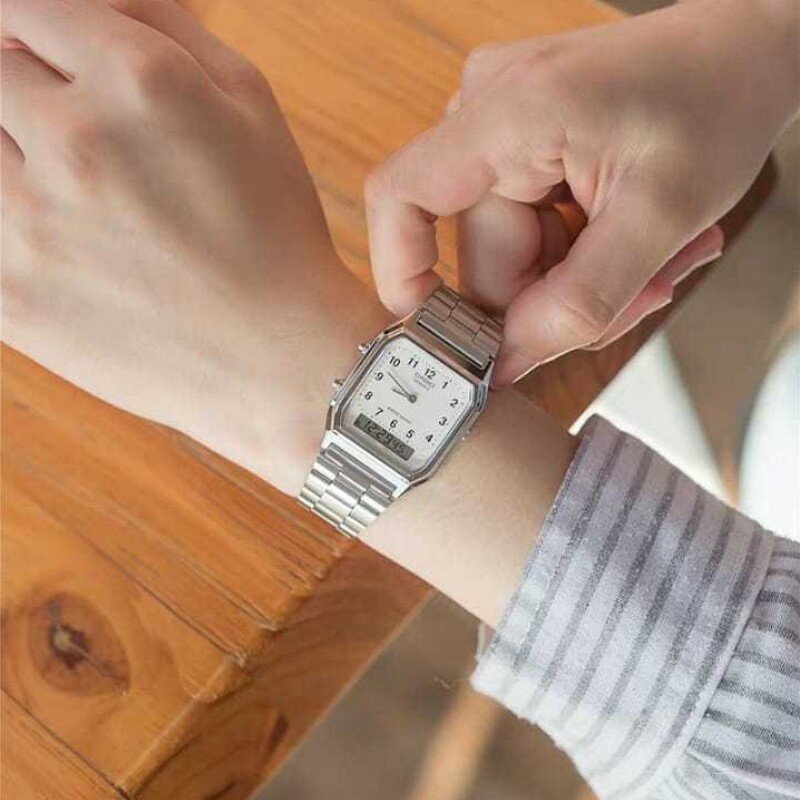 卡西欧aq230复古小方块小银表手表 锦时亨海外日韩腕表