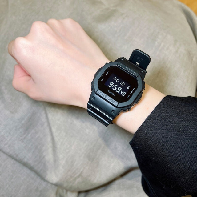 Casio small square sports watch with initial D