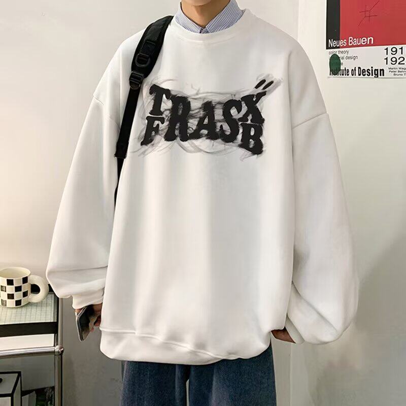 卫衣男美式潮牌秋季新款宽松百搭简约打底上衣春秋款圆领长袖t恤