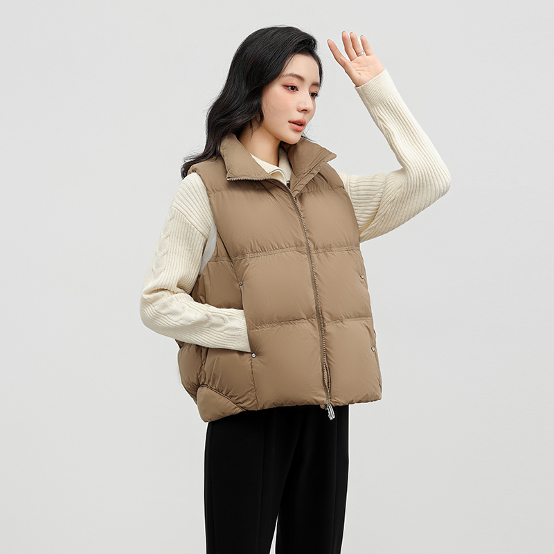 2024新秋冬韩版立领羽绒马甲女休闲保暖简约气质白鸭绒马甲背心潮_飞林蝶feilindie品牌服饰工厂店_女装/女士精品