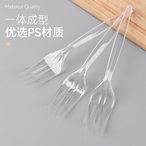 一次性勺子叉勺大号中号小号西餐泡面叉子沙拉水果叉透明食品级 - 图0