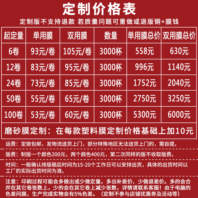 奶茶封口膜定制纸塑通用豆浆两用塑封3000张一次性商用店机封杯膜-图2