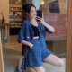 ເຄື່ອງນຸ່ງຫົ່ມຂອງແມ່ຍິງ Plus size 2024 summer new fat mm fashionable temperament casual suit women's slimming and loose-piece set two-pieces