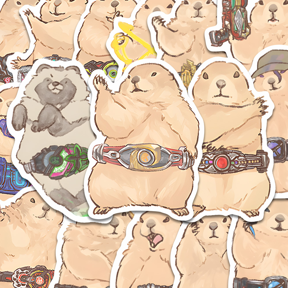 70张土拨鼠假面骑士可爱贴纸丑萌卡通日系装饰手机壳ipad贴画防水 - 图1