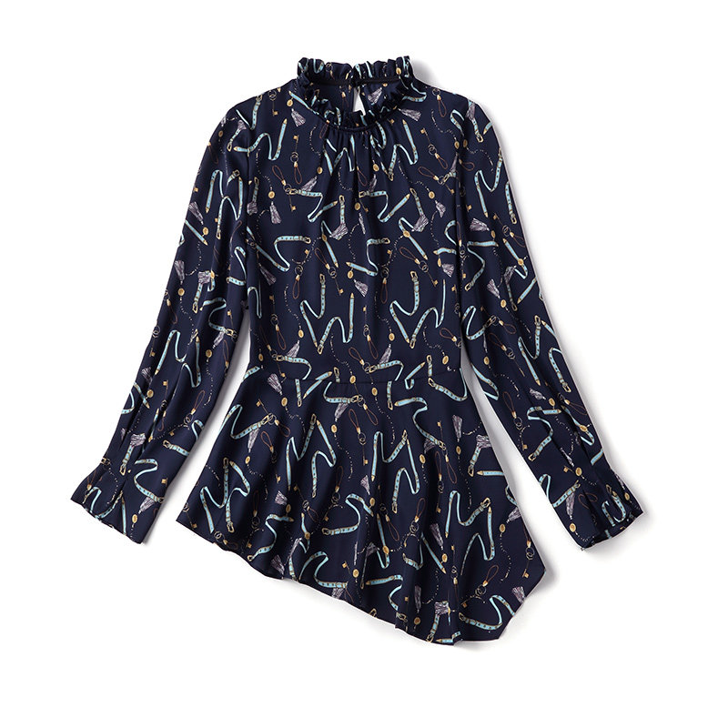 复古港味长袖缎面女2021春秋装衬衫 jinkaix衬衫