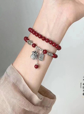 水滴佛s999纯银朱砂手链