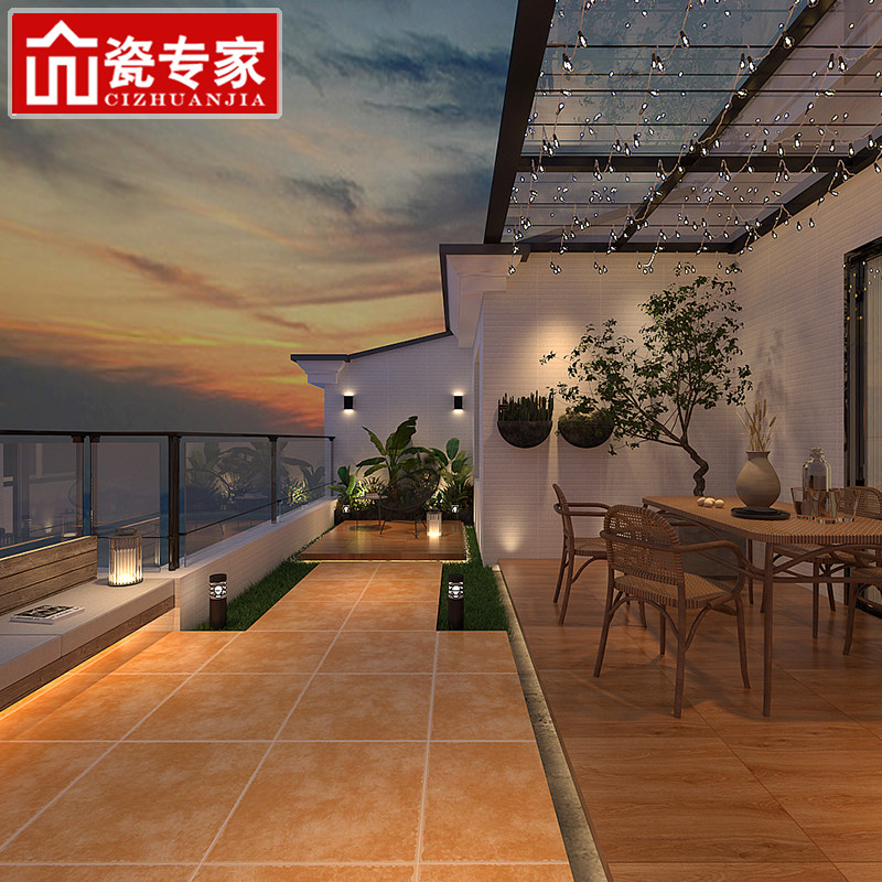 入户花园院子地砖户外防滑防晒仿古砖别墅屋顶阳露台庭院室外瓷砖_虎窝淘