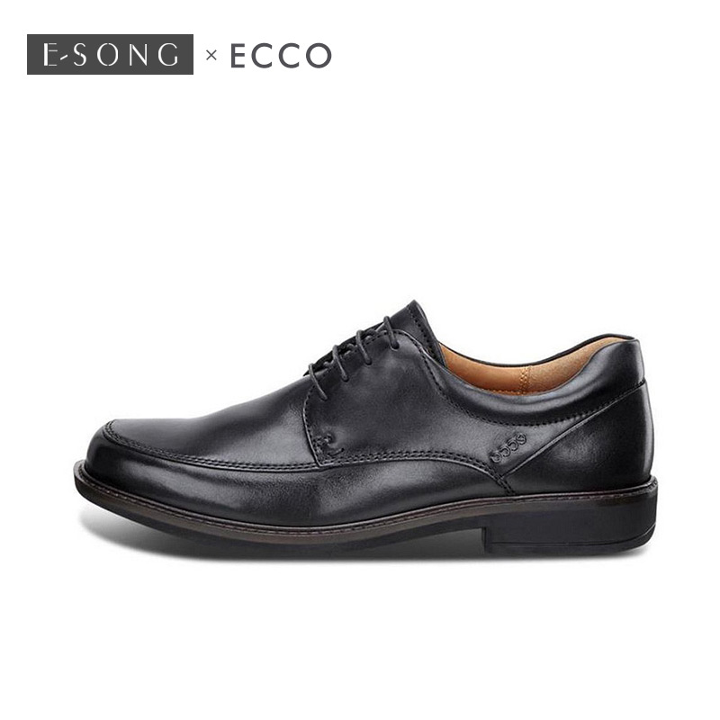 Ecco/愛步2019新款男鞋圓頭低幫透氣真皮舒適商務正裝皮鞋621114