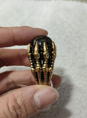 霸气大戒面龙爪男士戒指猫眼石戒指蓝宝石老板戒彩色精致时尚镶嵌