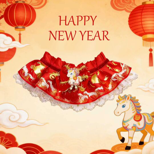 Pets New Year of the Horse New Scarf Festive Scarf for Dogs and Cats Festive Red Saliva New Year Photo Decoration