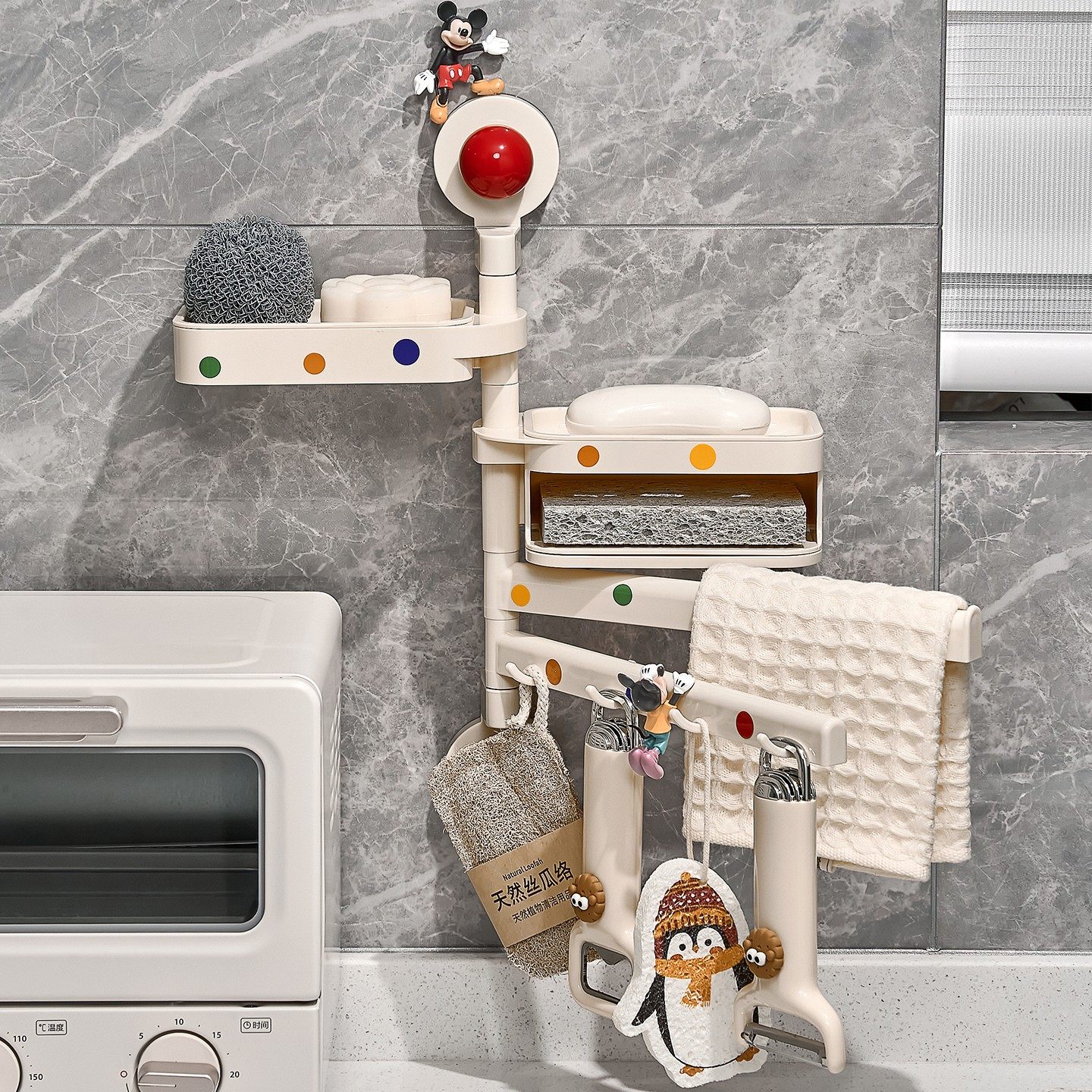 吸盘厨房置物架壁挂式多层收纳架免打孔抹布架储物神器壁挂香皂盒,淘宝优惠券,粉丝福利购,淘宝优惠卷