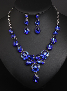 舞台走透款水晶宝石滴女配饰项链