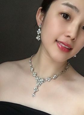 流行套装耳环配饰礼服合金项链