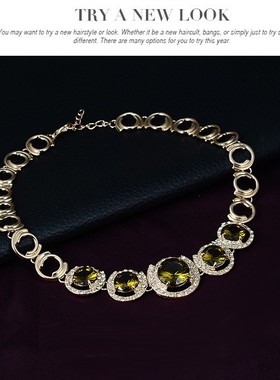 欧美流行合金绿色项链耳环四件套新娘首饰品婚礼饰品套装