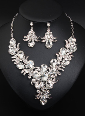 新款超闪花朵欧美水晶女走秀旗袍