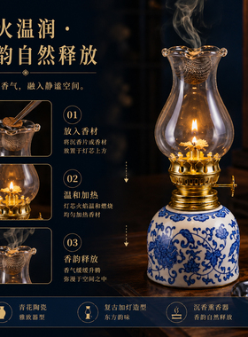 青花瓷手绘奇楠沉香香薰灯