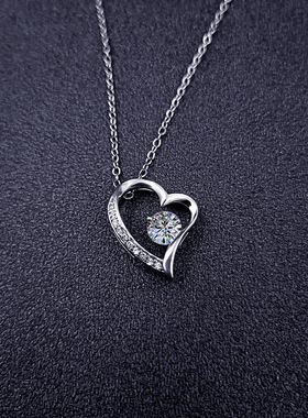 不锈钢爱心锆石锁骨链 钛钢百搭项链女 心形水晶钻石吊坠配饰品