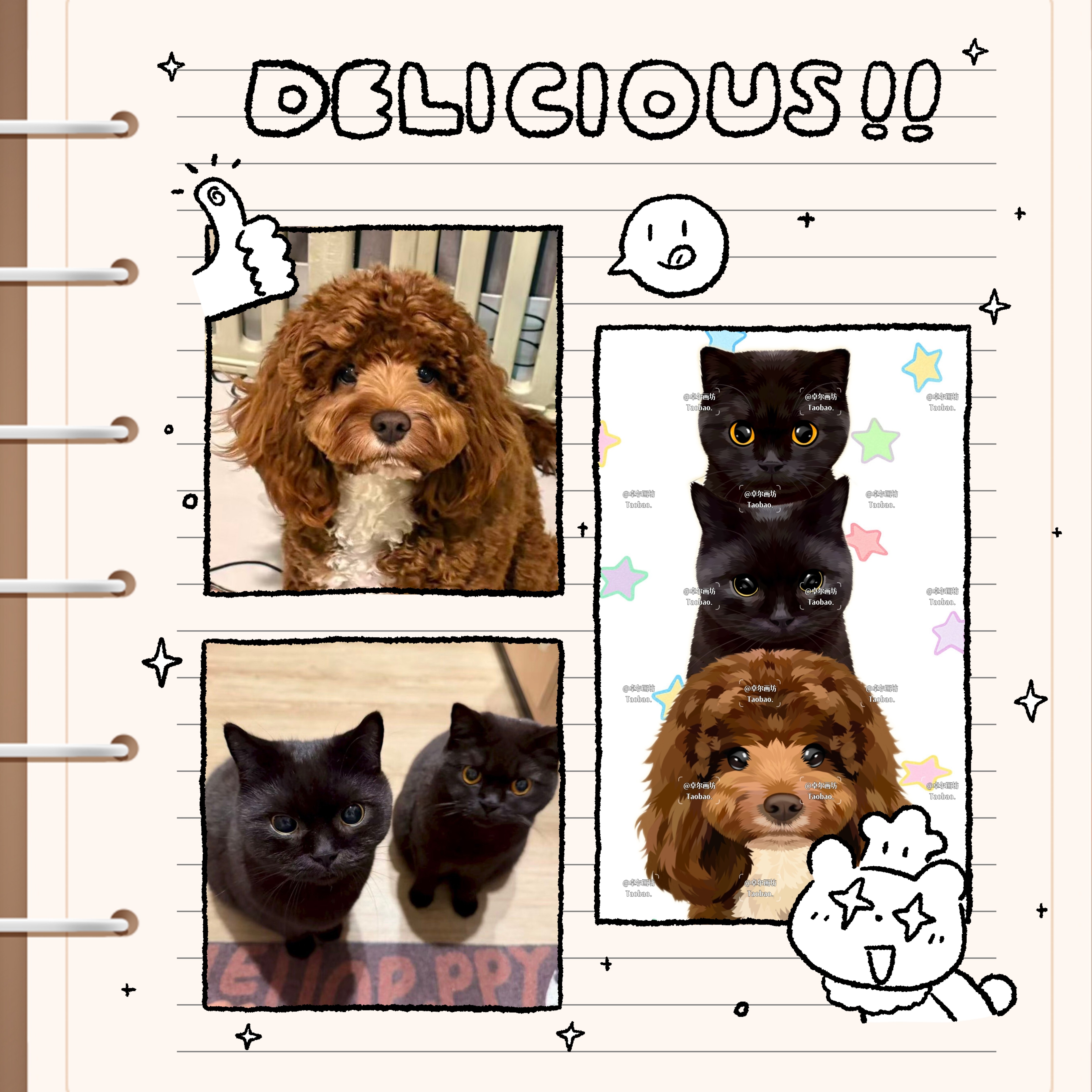 【宠物堆堆乐手绘】色块风格约稿定制画像q版狗狗猫咪卡通设计